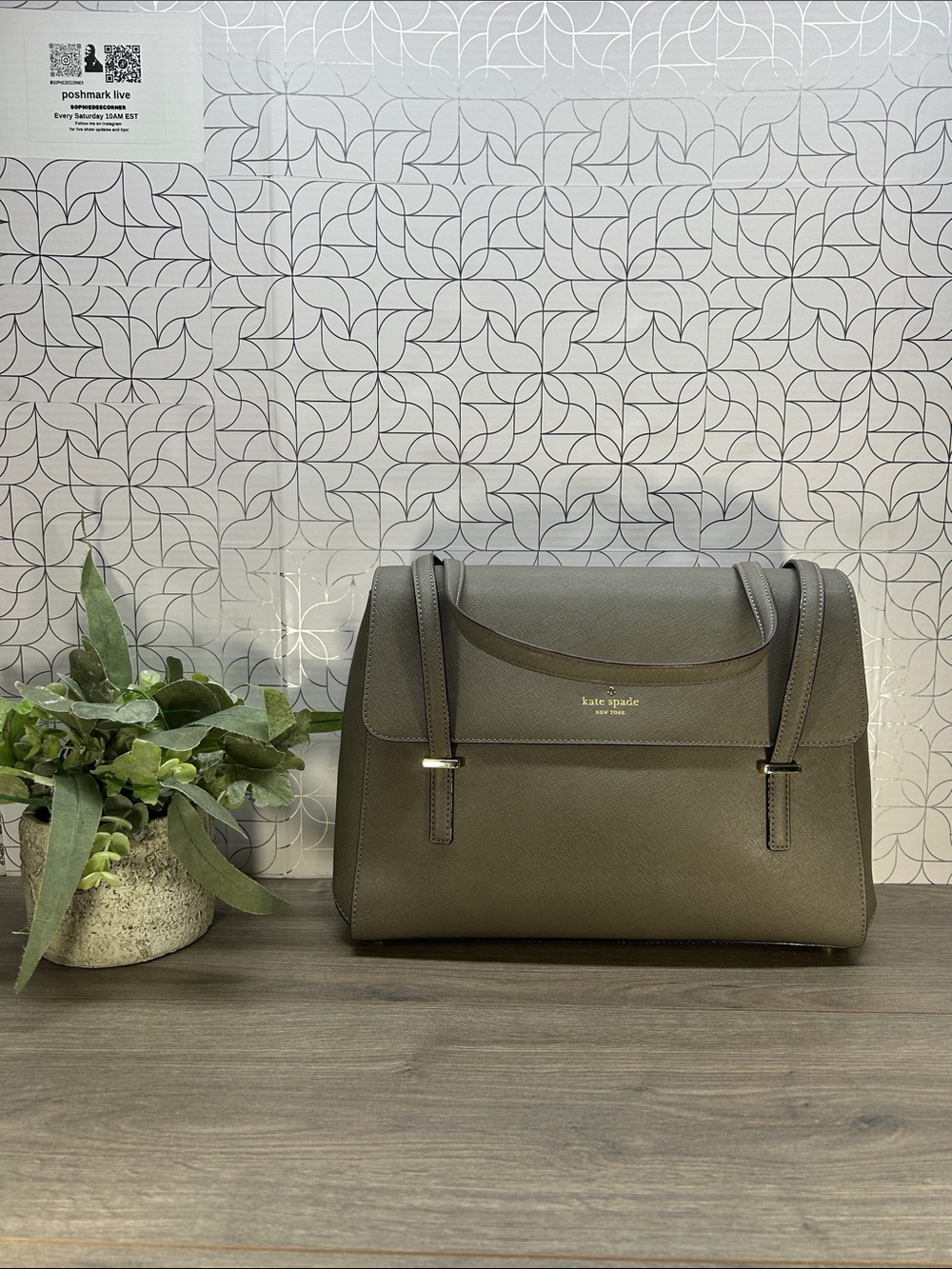 4832 Kate Spade Charcoal Leather Tote Bag